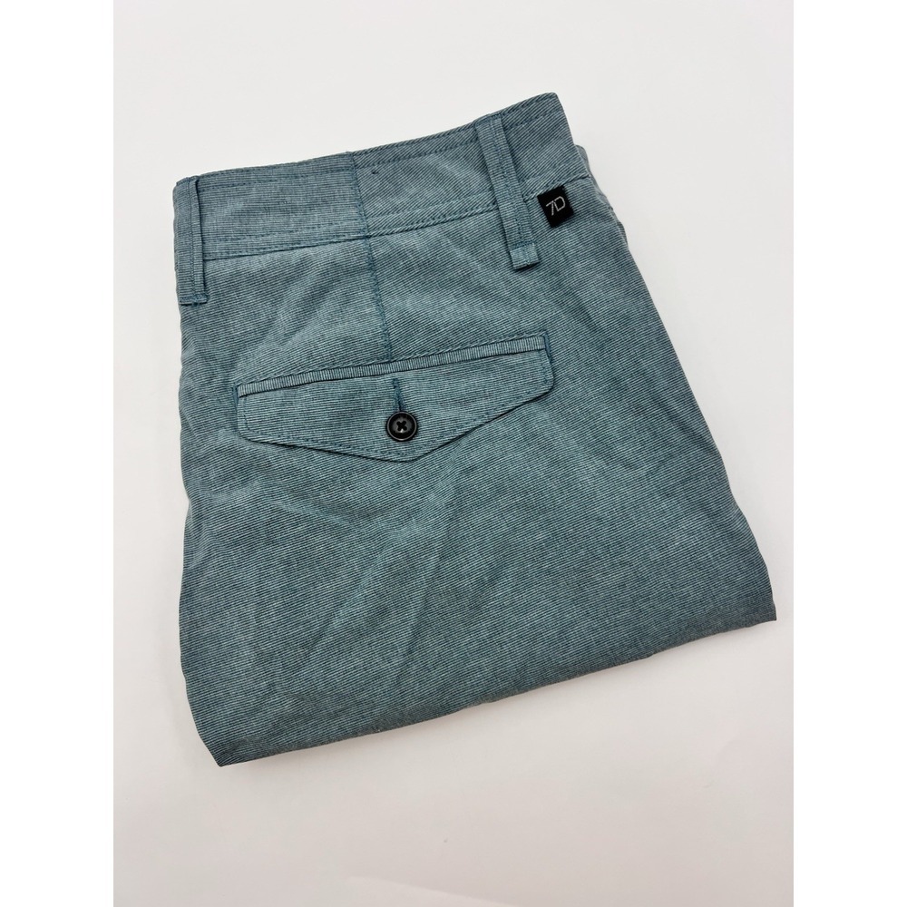 7 Diamonds Intertidal Shorts Men 31 Green Micro Stripe Stretch Chino Lightweight